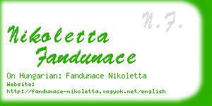 nikoletta fandunace business card
